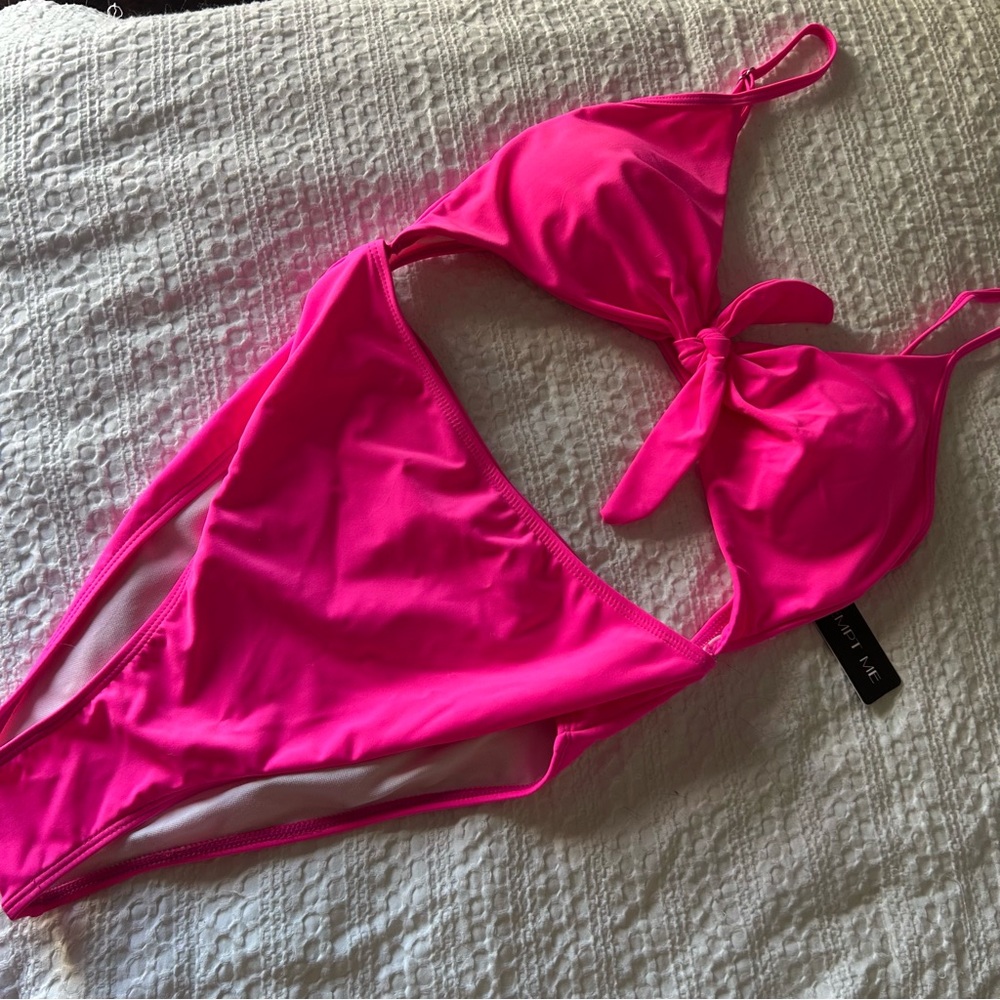 Hot Pink Monokini Swimsuit with Front Knot